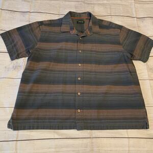Orvis Shirt Mens XXL Outdoor Casual Pocket Button Up Striped Short Sleeve